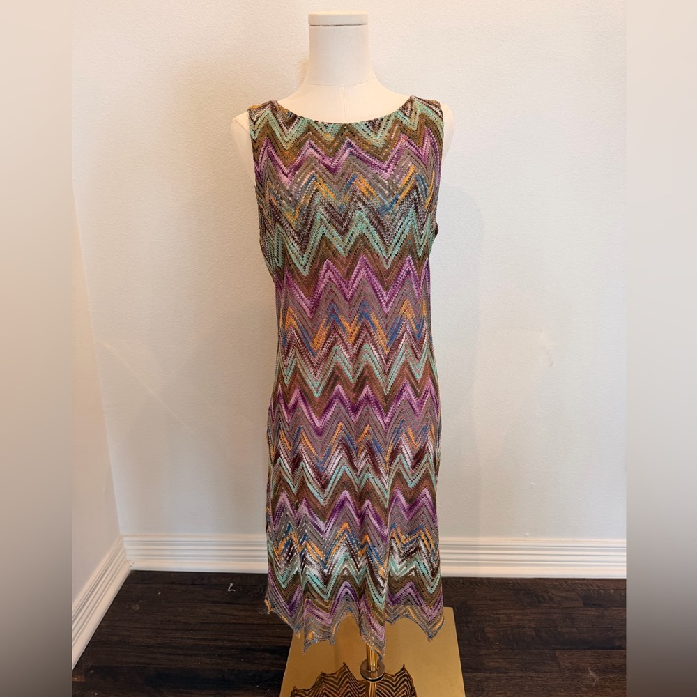 Italian Mastro Moda Multicolor Zigzag Pattern Dress